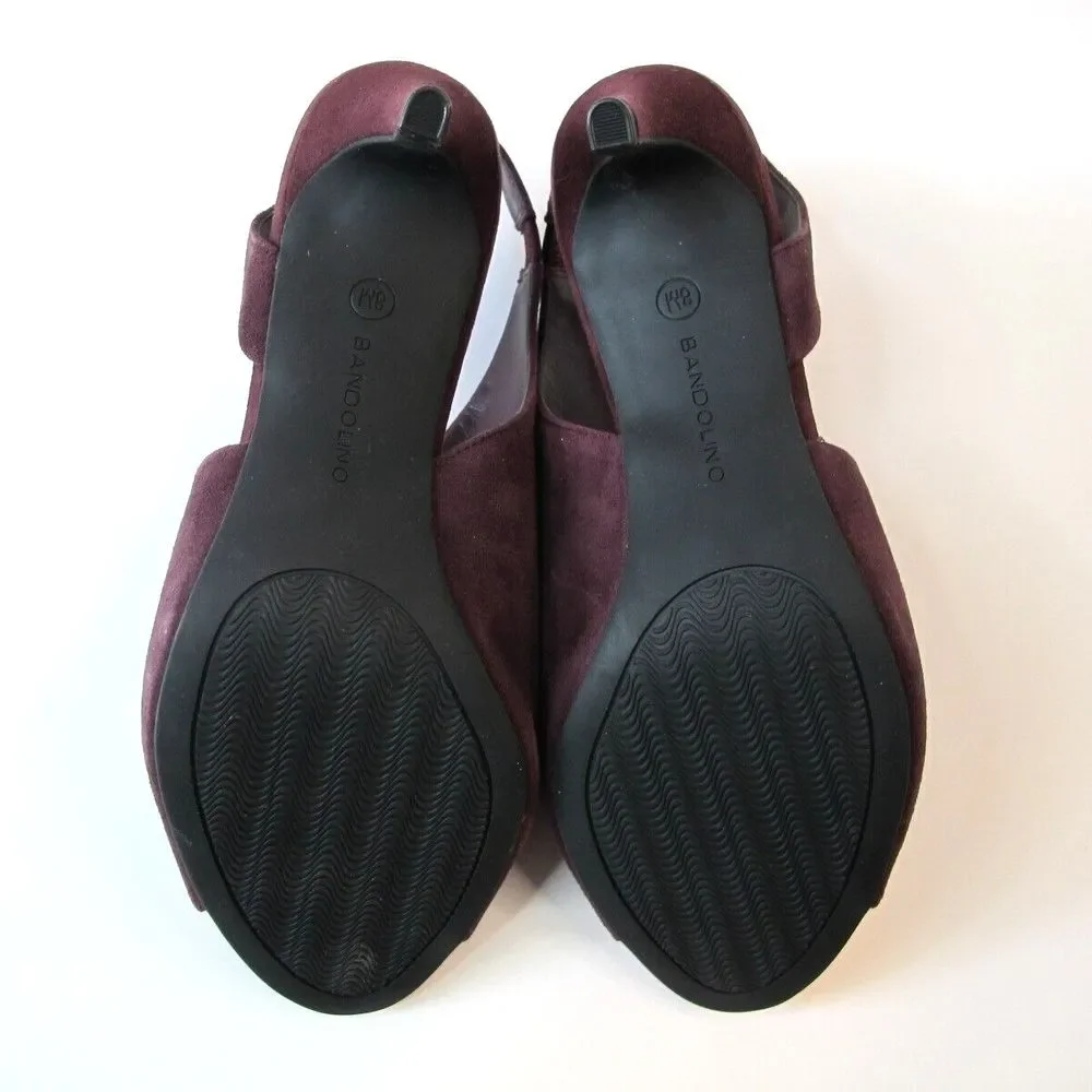 Bandolino Jasmine Dark Red Suede Peep Toe Slingback Peep Toe Heels‎ Women's 8.5M - Picture 7 of 9